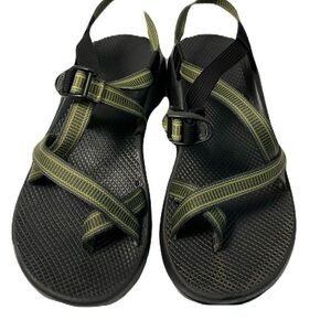 Black and Green Strappy Sandals